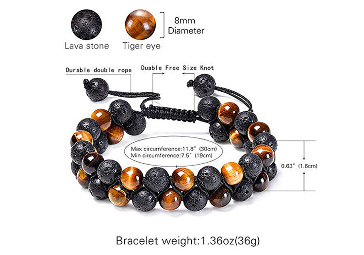  Tiger Eye Couple Bracelets Matte Black Agate Beads Bracelet