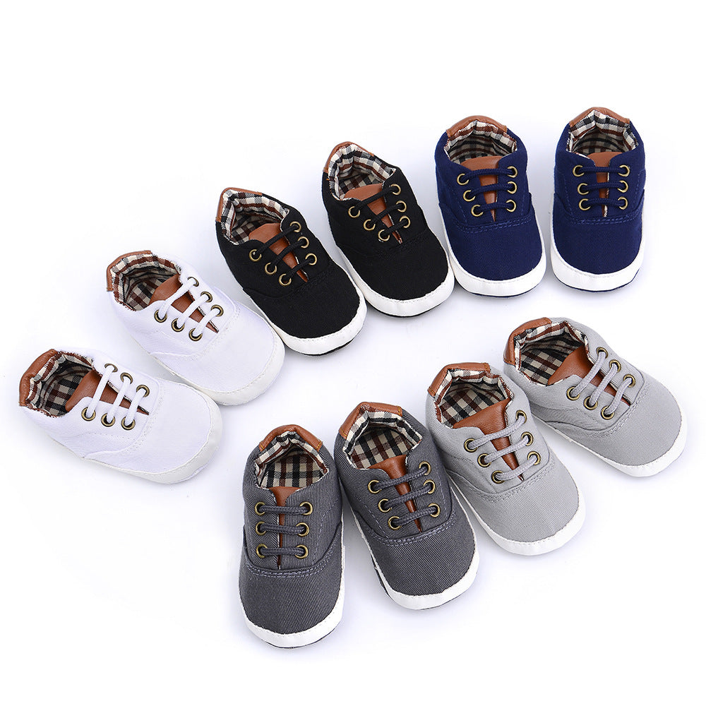  Solid color casual lace soft bottom baby canvas shoes baby shoes toddler shoes