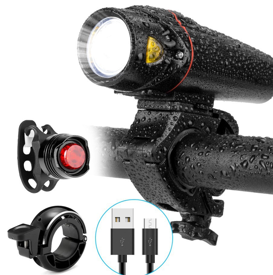  New Bicycle Light USB Rechargeable Headlight Tail Light