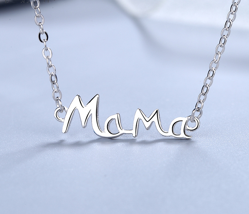  Mother's Day Gift S925 Sterling Silver English Letter MaMa Necklace Mother Fashion