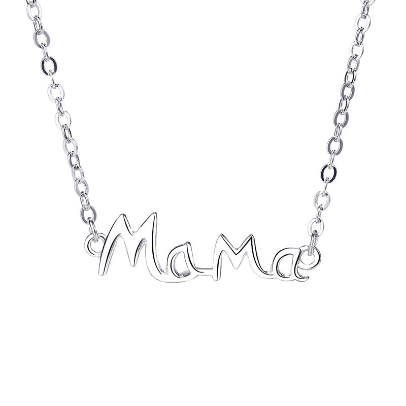  Mother's Day Gift S925 Sterling Silver English Letter MaMa Necklace Mother Fashion