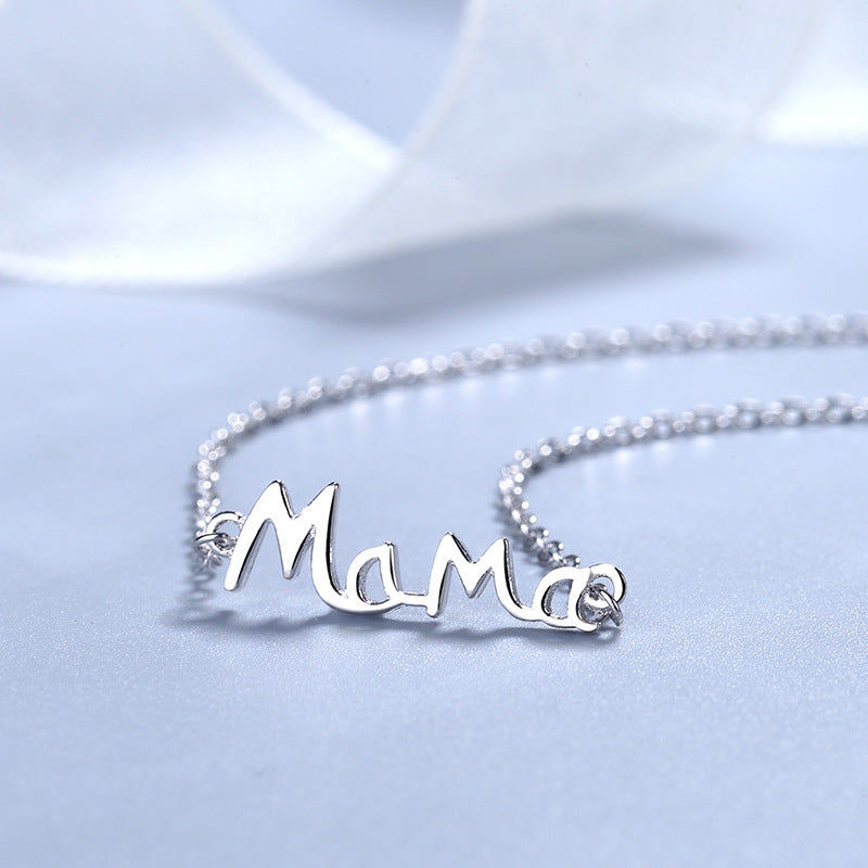  Mother's Day Gift S925 Sterling Silver English Letter MaMa Necklace Mother Fashion