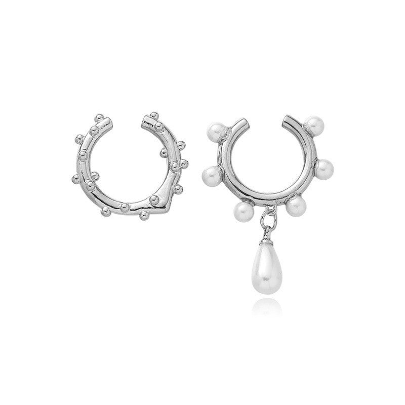  S925 Silver Two-piece Water Drop Pearl Ear Clip