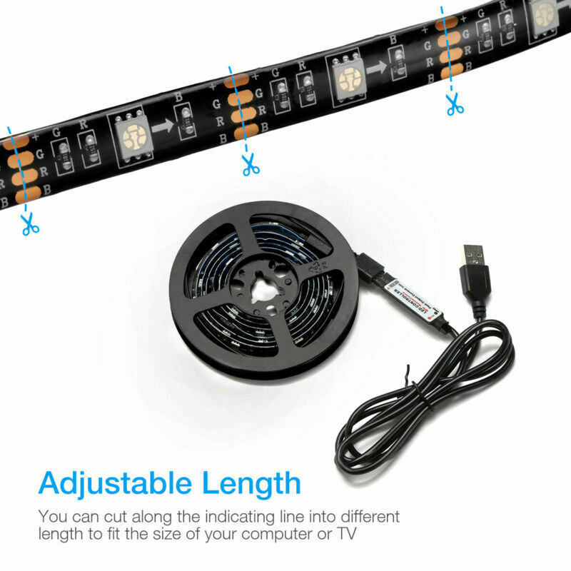  4x50CM USB 5V RGB LED Strip Background Light Remote Kit For TV Computer Lamp