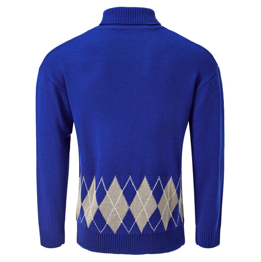 Men's Vintage Argyle Turtlenecks Sweater Thermal Knitted Pullover