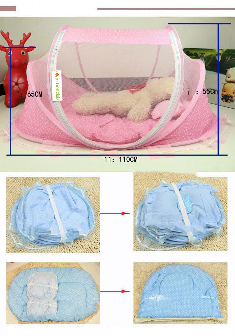  Foldable Baby Bed Net With Pillow Net 2pieces Set