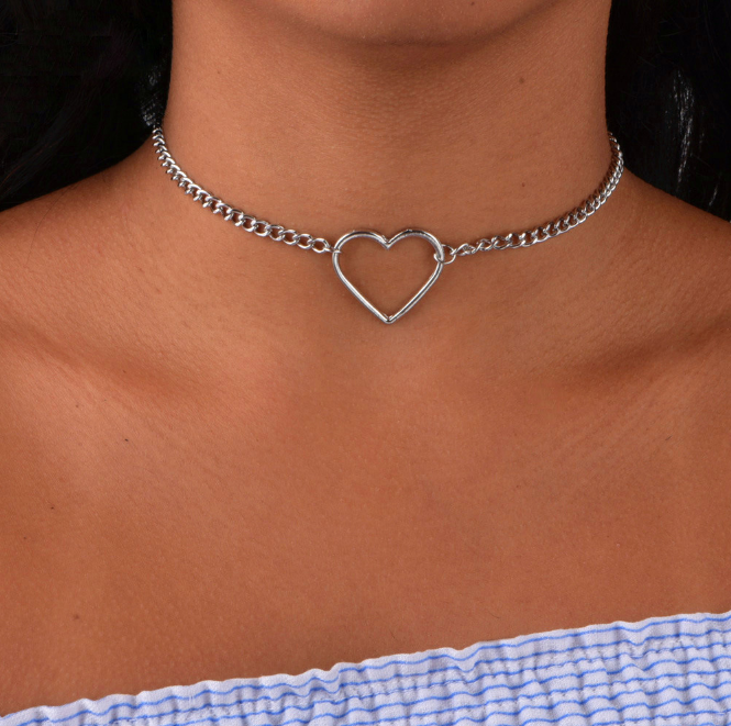  New fashion jewelry hollow heart choker necklace