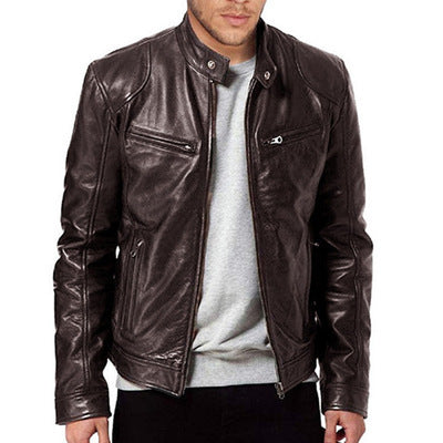  PU Leather Jacket Slim Leather Jacket