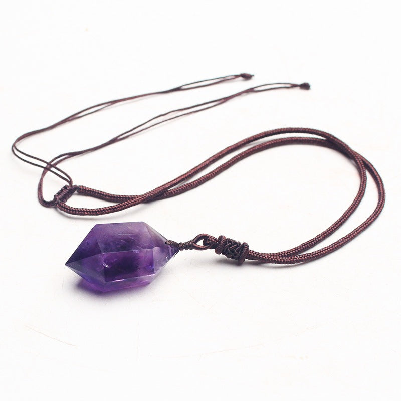  Natural Amethyst Hexagonal Pendant