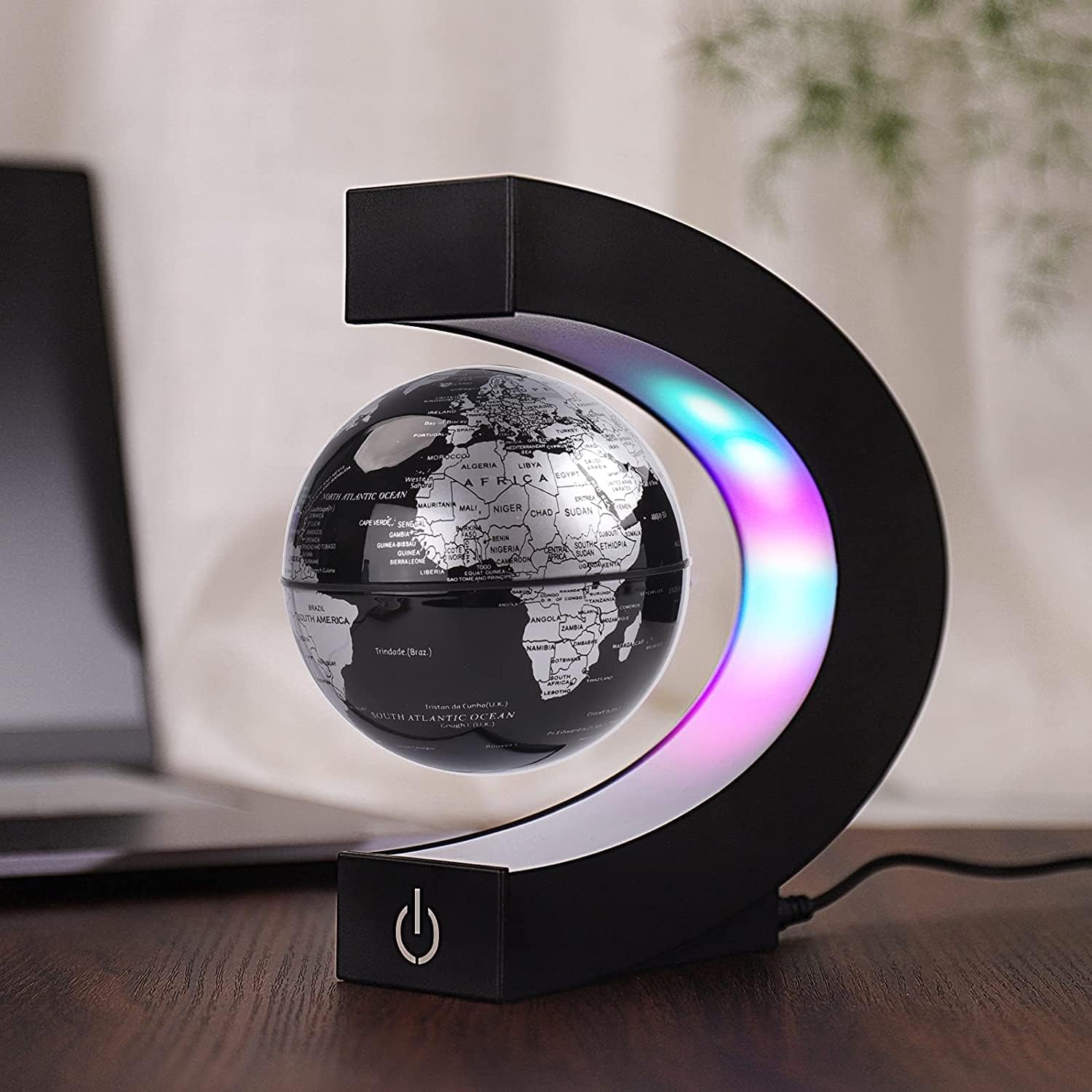  Magnetic Levitating Globe With LED Light - For Kids Adults Learning - 3.5 Inch Floating Globe Decor, Perfect Cool Gift In Office Home