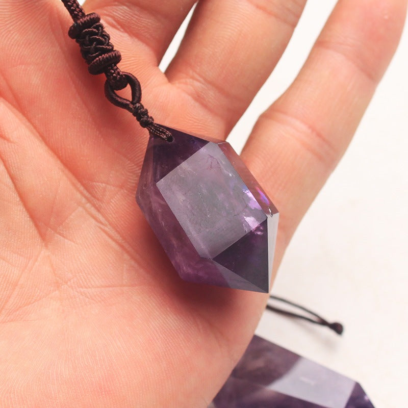  Natural Amethyst Hexagonal Pendant