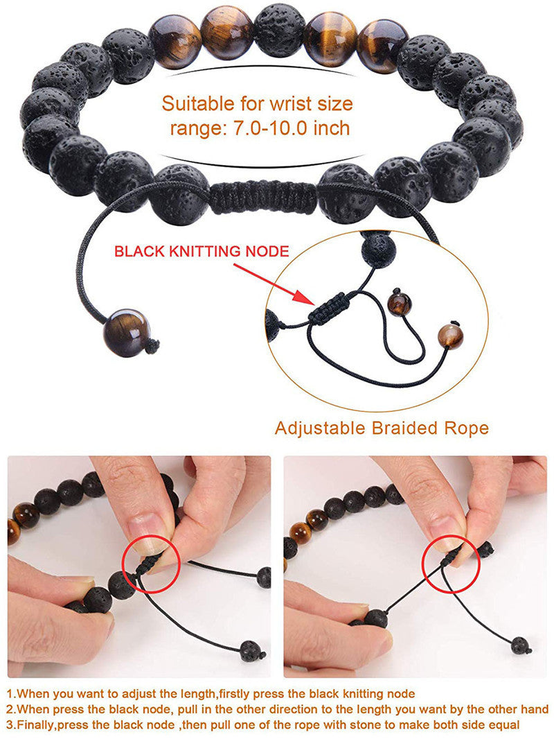  Tiger Eye Couple Bracelets Matte Black Agate Beads Bracelet