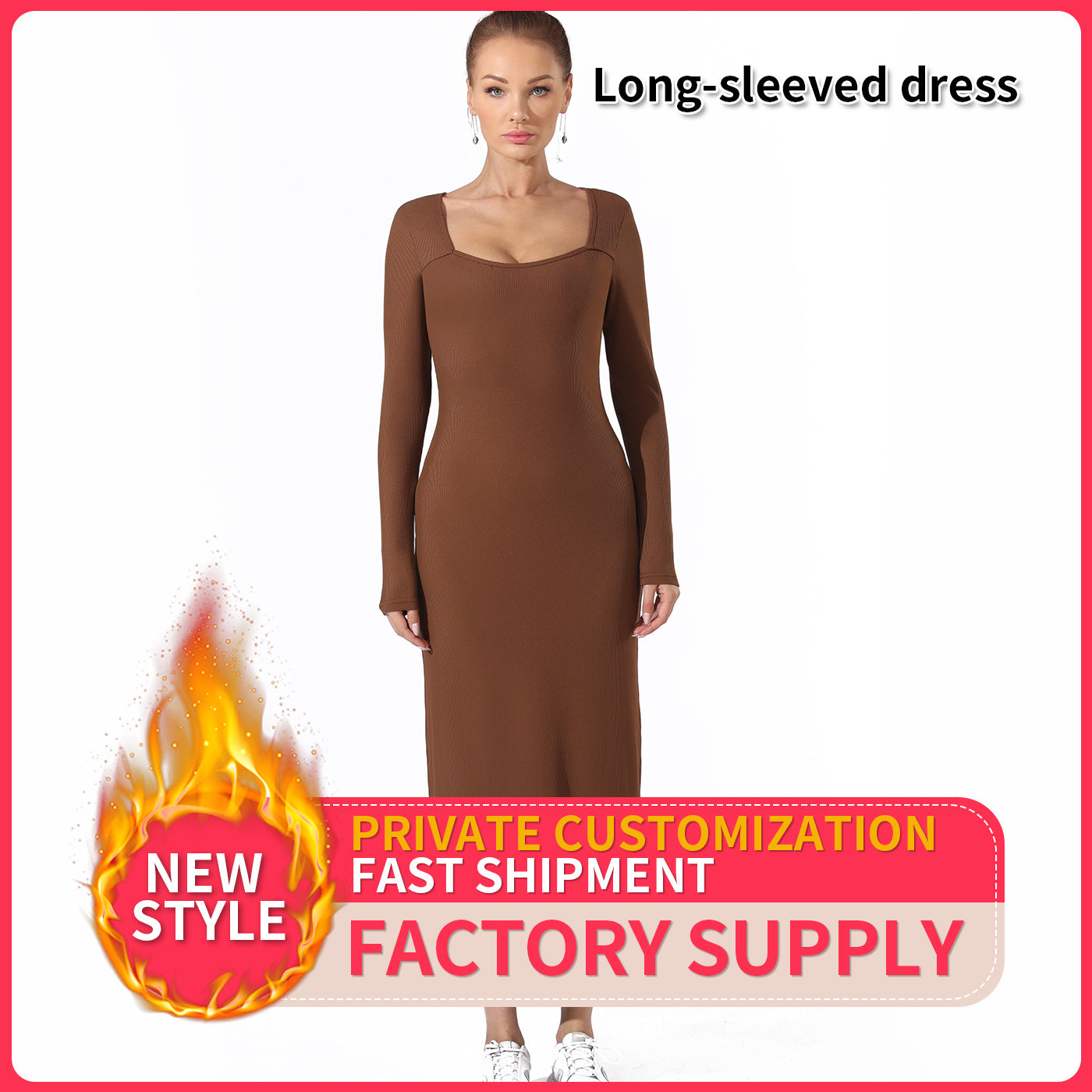  Women's Fashion Simple Solid Color Dress