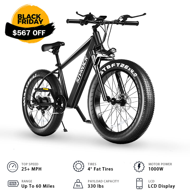  Professional 26 X 4.0 Inch Fat Tire Electric Bike - 1000W Motor 48V 15Ah - Black Friday Sale, Free Shipping & US Warehouse