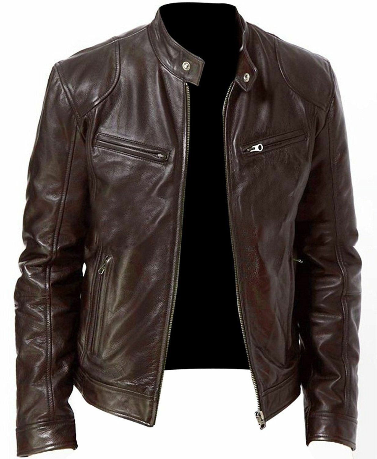  PU Leather Jacket Slim Leather Jacket