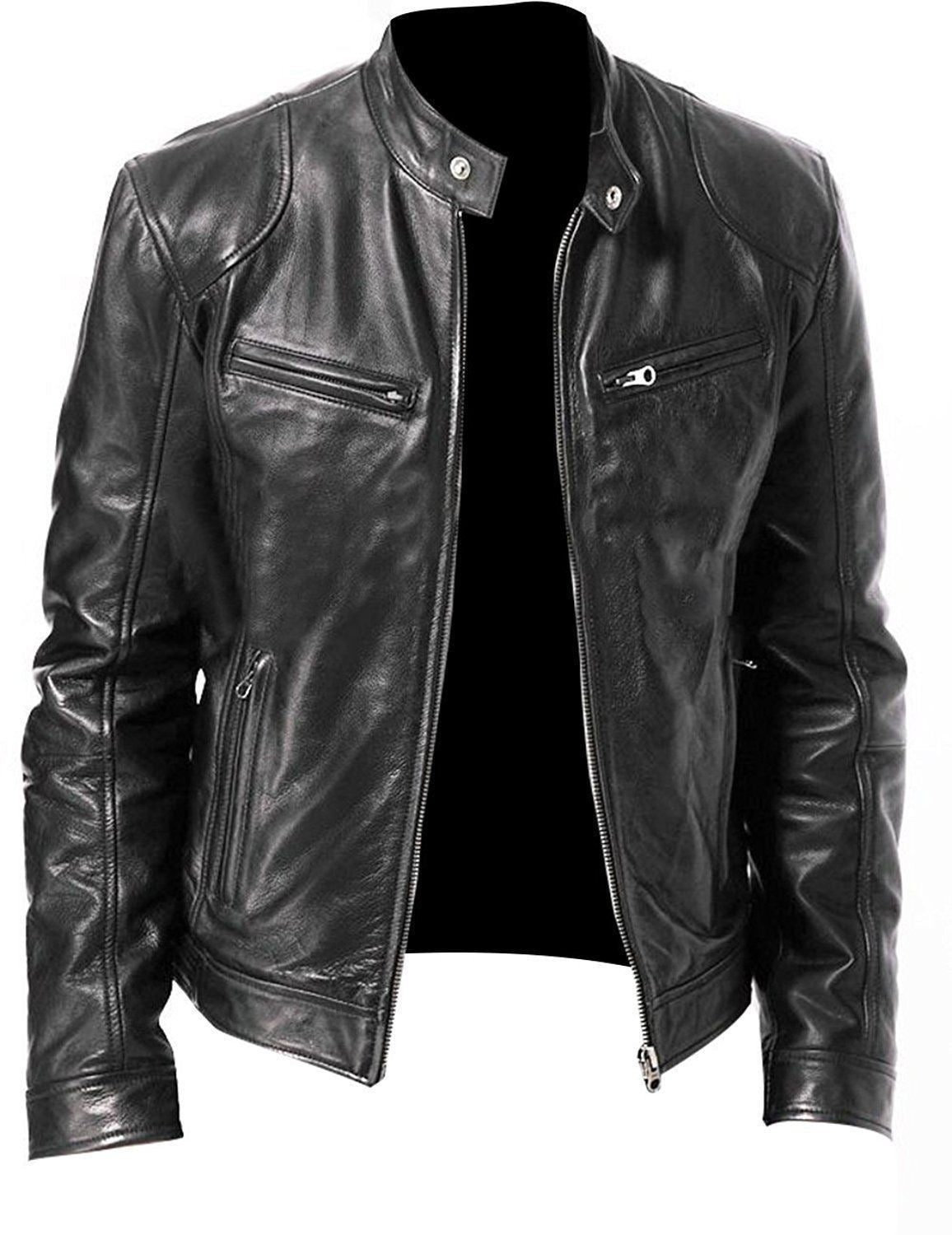  PU Leather Jacket Slim Leather Jacket