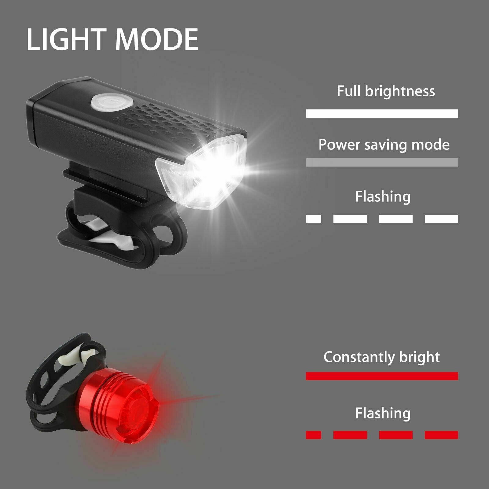  USB Rechargeable LED Bicycle Headlight Bike Head Light Front Rear Lamp Cycling