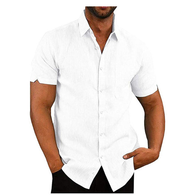  Men Short Sleeve Summer Solid Shirts Casual Loose Tops Tee