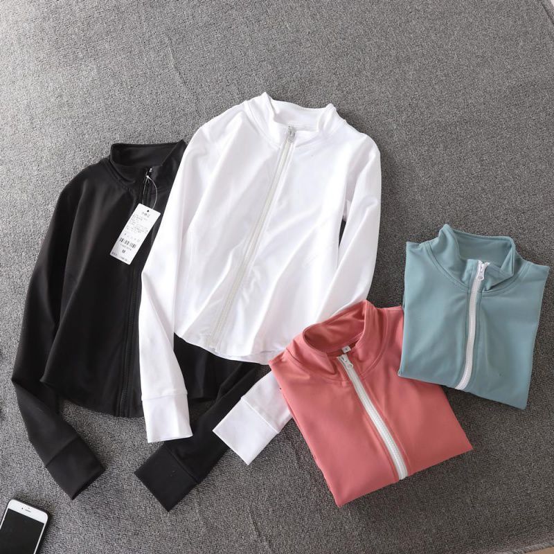  Slim Fit Quick Dry Breathable Zipper Running Long Sleeves