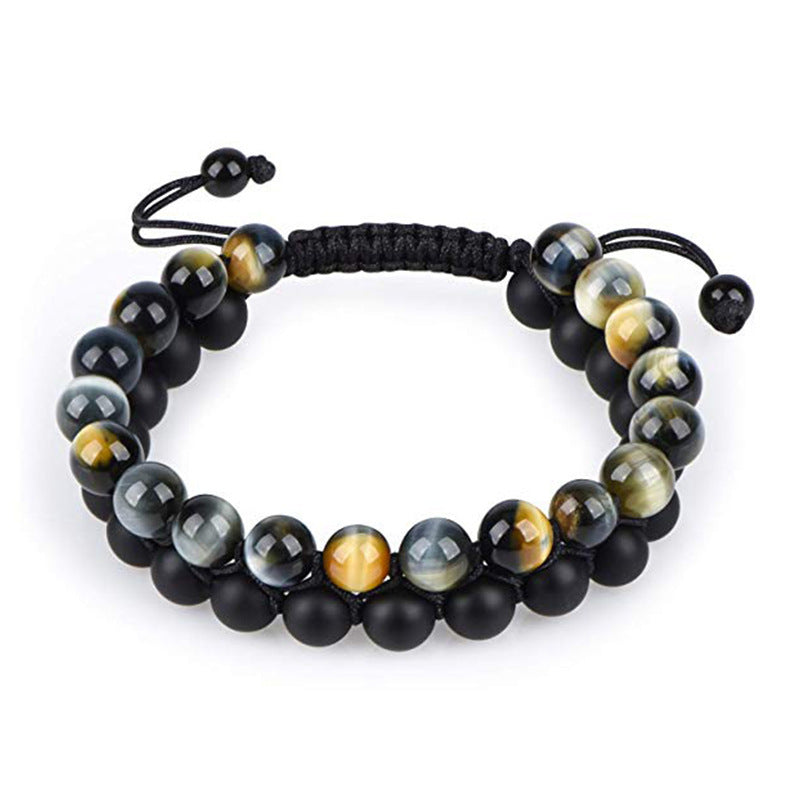  Tiger Eye Couple Bracelets Matte Black Agate Beads Bracelet