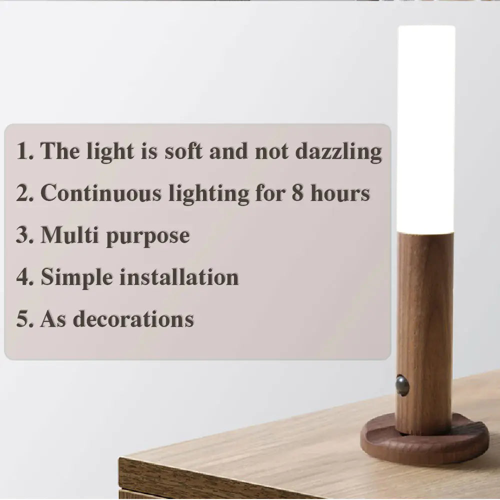  LED USB Wireless Wood Stick Night Light Warm Motion Sensor Wall Lamp Magnetic Corridor Cabinet Wardrobe Light Decor Home Light