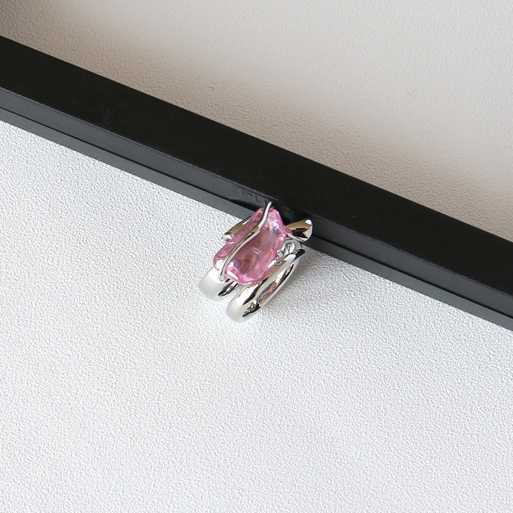  Zircon Ring Peach Blossom Crystal