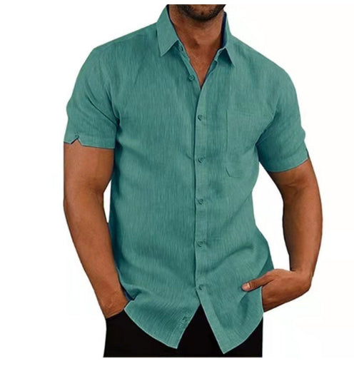  Men Short Sleeve Summer Solid Shirts Casual Loose Tops Tee