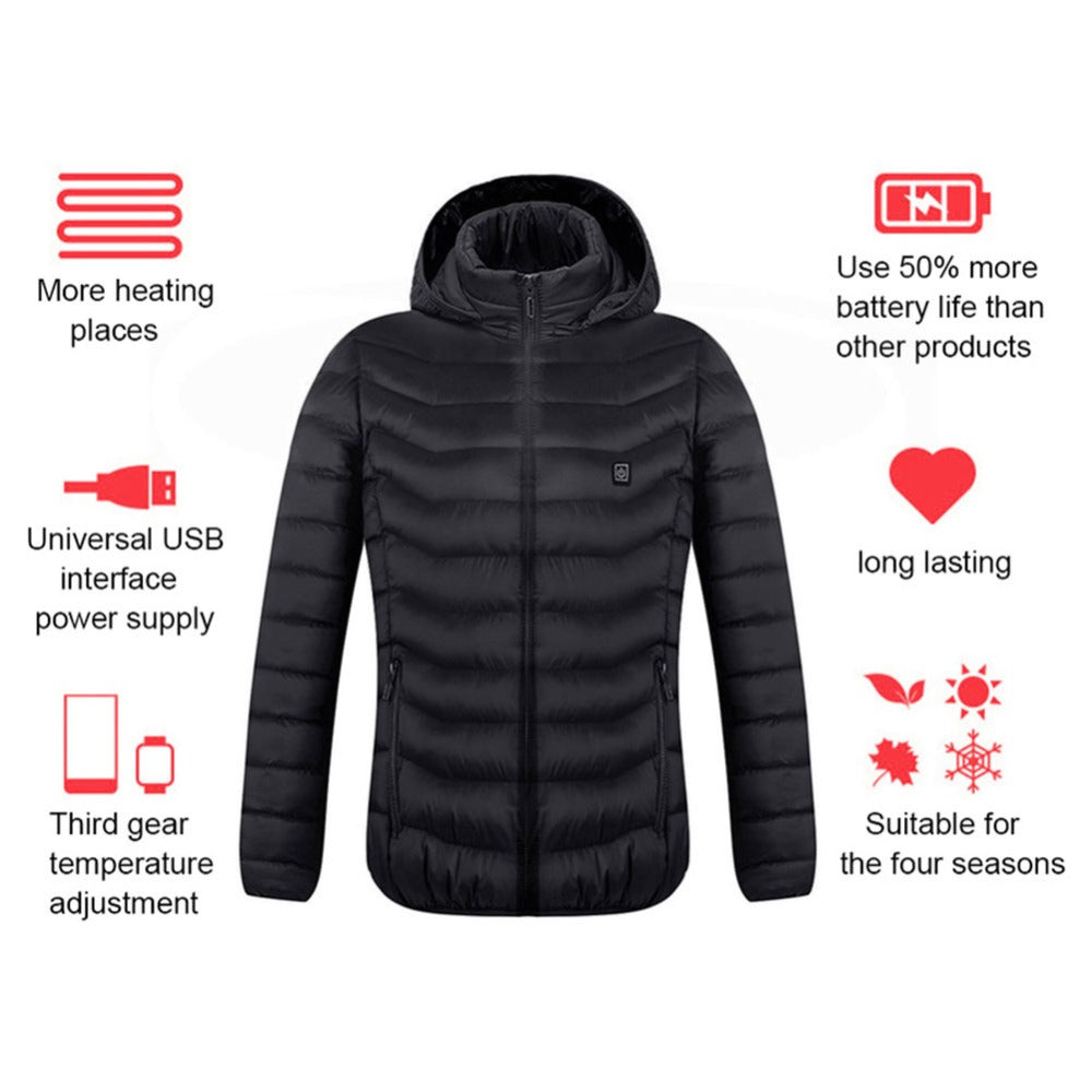 New Heated Jacket Coat USB Electric Jacket Cotton Coat Heater Thermal Clothing Heating Vest Men's Clothes Winte