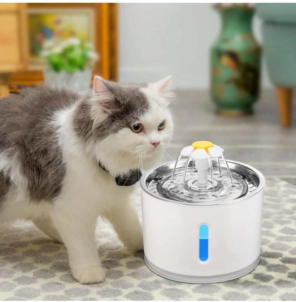  Automatic Pet Cat Water Fountain With LED Lighting USB Dogs Cats Mute Drinker Feeder Bowl Drinking Dispenser