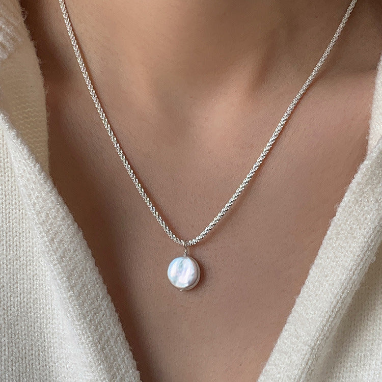 Baroque button pearl necklace