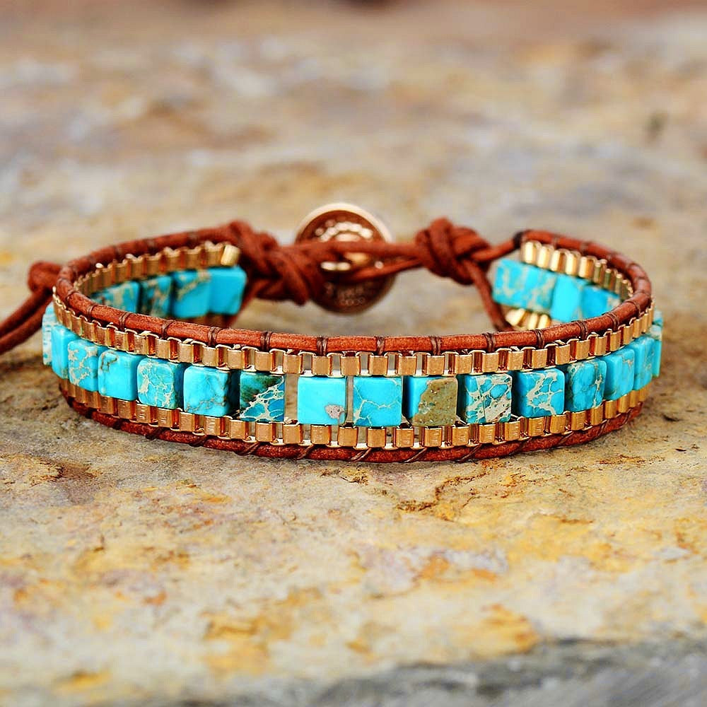  Imperial Stone Hand-woven Leather Bracelet