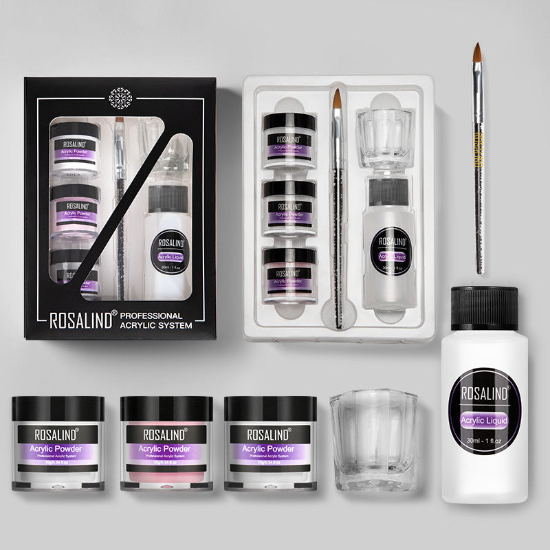  Nail Powder Acrylic System Kit Professional Nail Art Tool Set Contain Glass Cup Acrylic Liquid Extention Carving Manicure