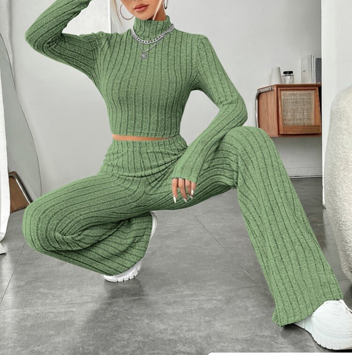 Women turtle neck suit