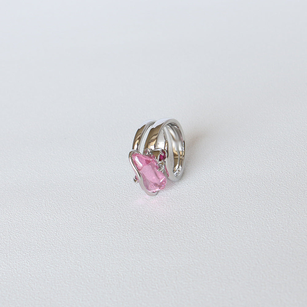  Zircon Ring Peach Blossom Crystal