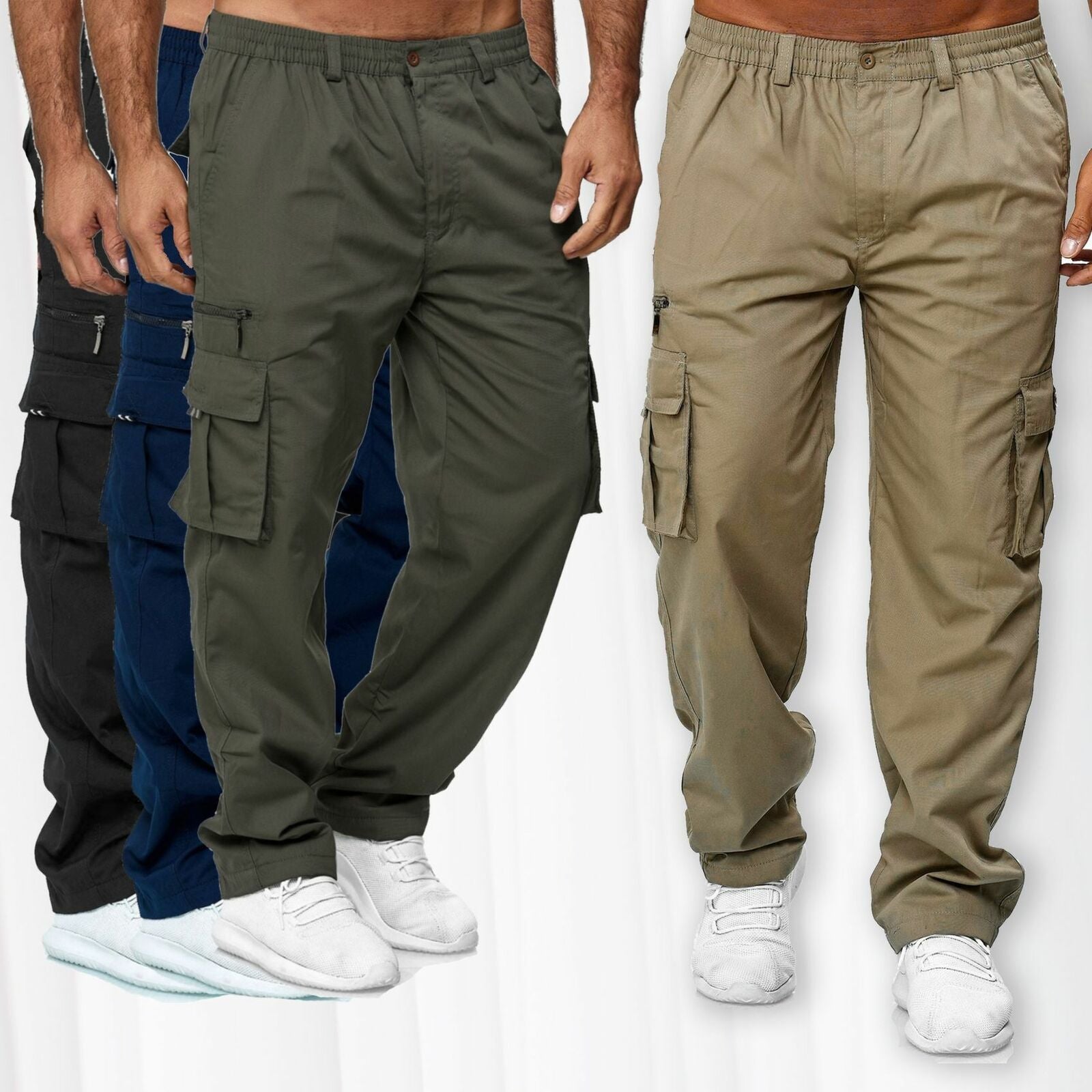  Men's Casual Multi-pocket Loose Straight Cargo Pants