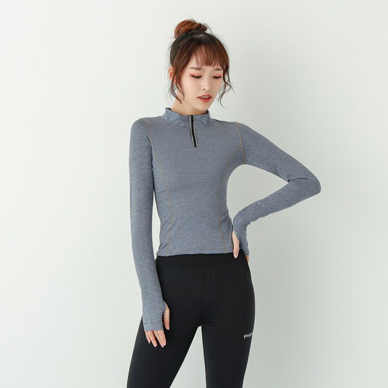  Slim Fit Quick Dry Breathable Zipper Running Long Sleeves