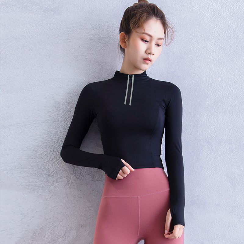  Slim Fit Quick Dry Breathable Zipper Running Long Sleeves