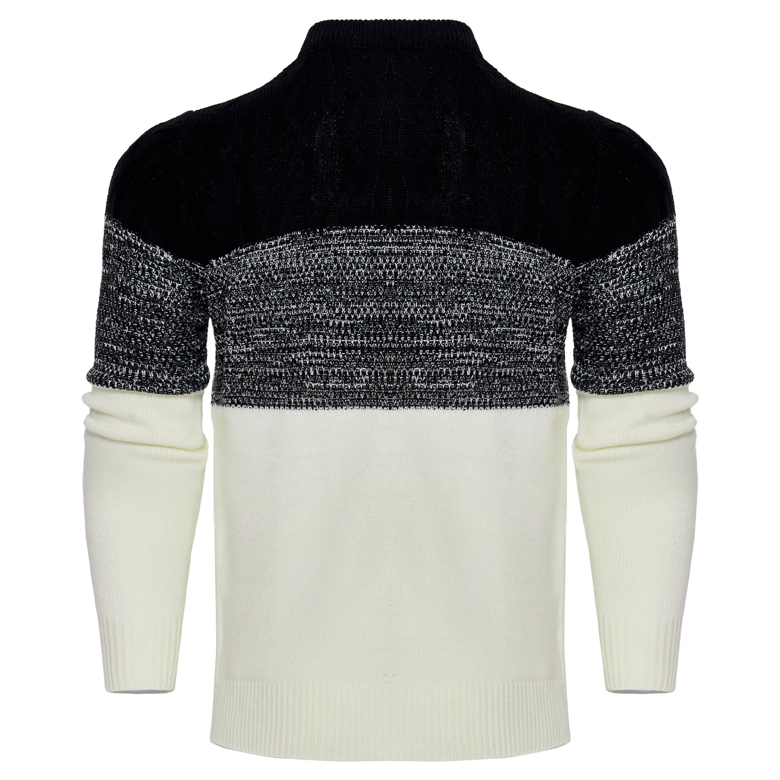 Men's Casual Color Block Long Sleeve Cable Knit Pullover Sweater