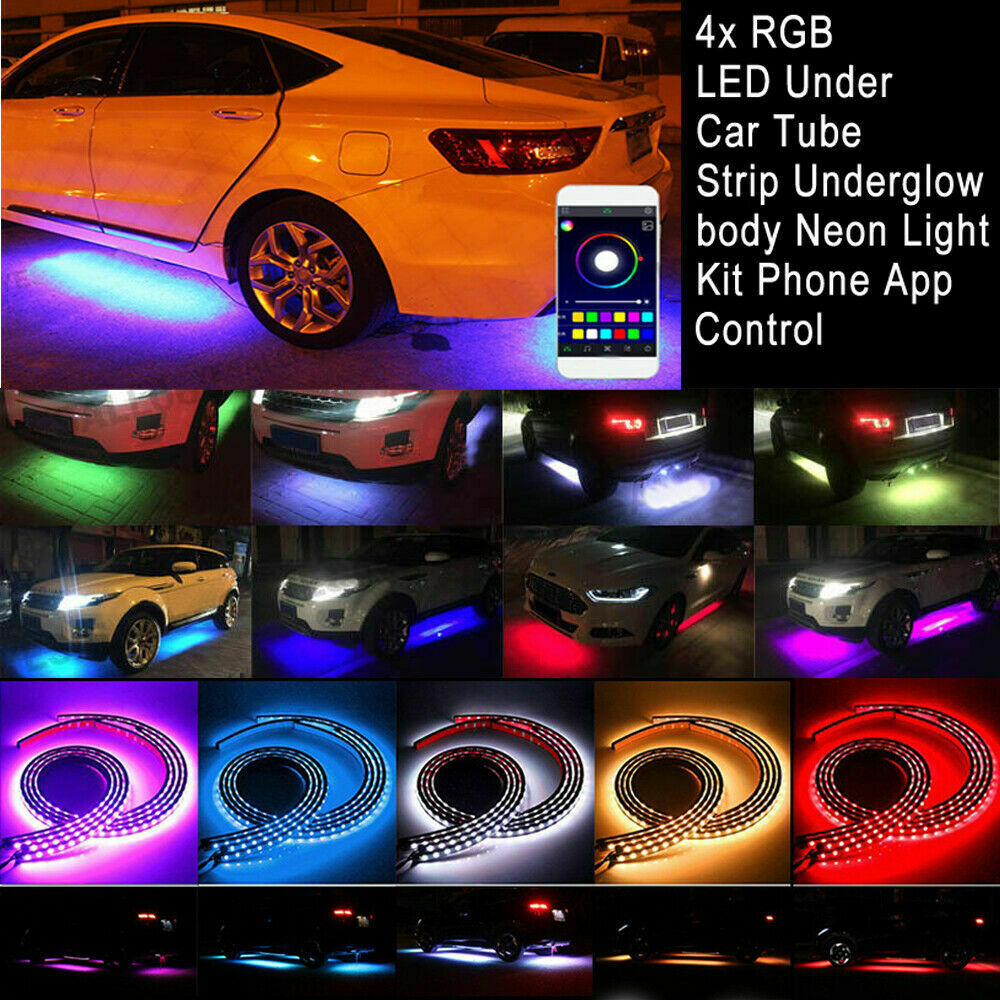  Car Underglow Light Flexible Strip LED Underbody Lights Remote APP Control Car Led Neon Light RGB Decorative Atmosphere Lamp