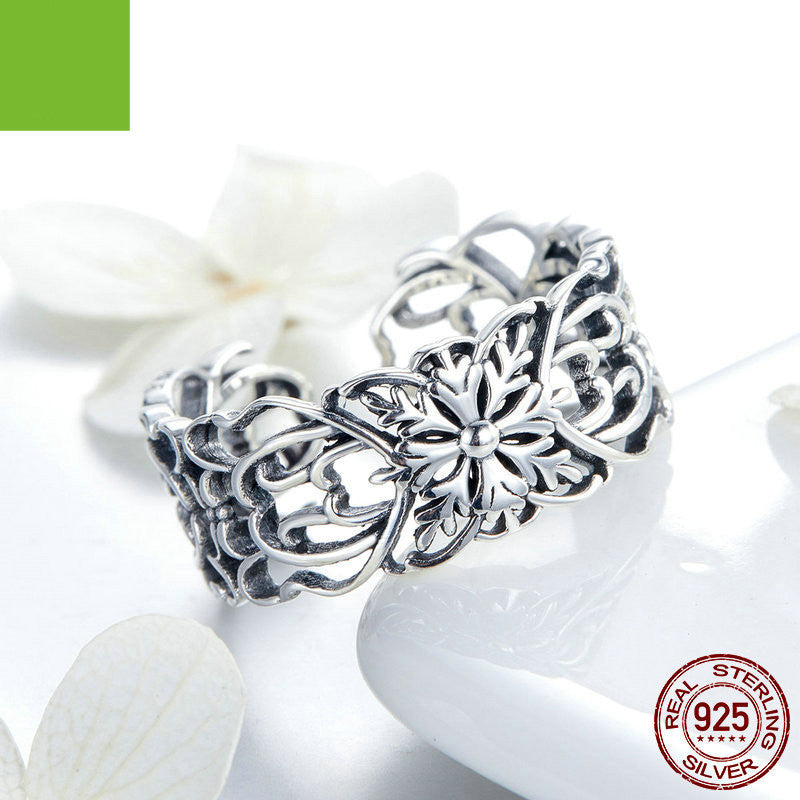 Vintage Flower Ring Silver 925 Sterling Silver Ring