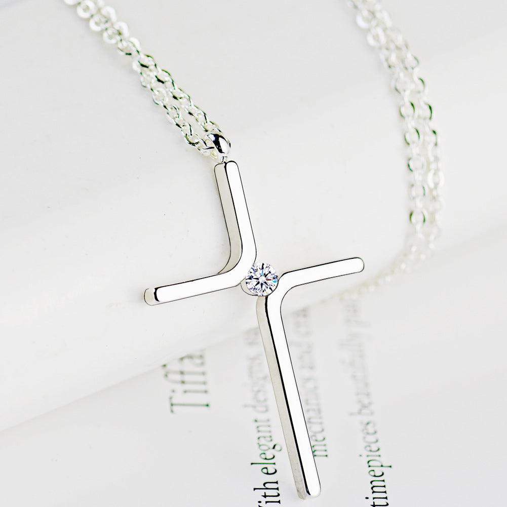  Cross Pendant New Simple Necklace Titanium Steel Plating