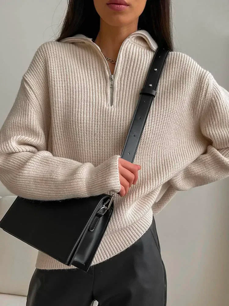  Turtleneck Zipper Sweater