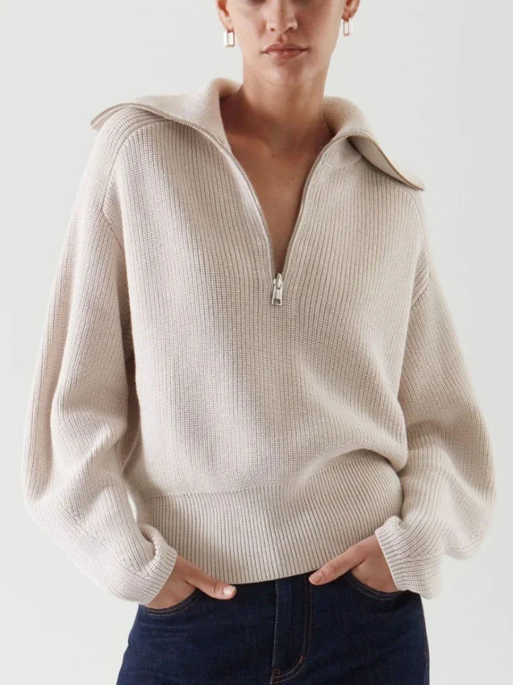  Turtleneck Zipper Sweater