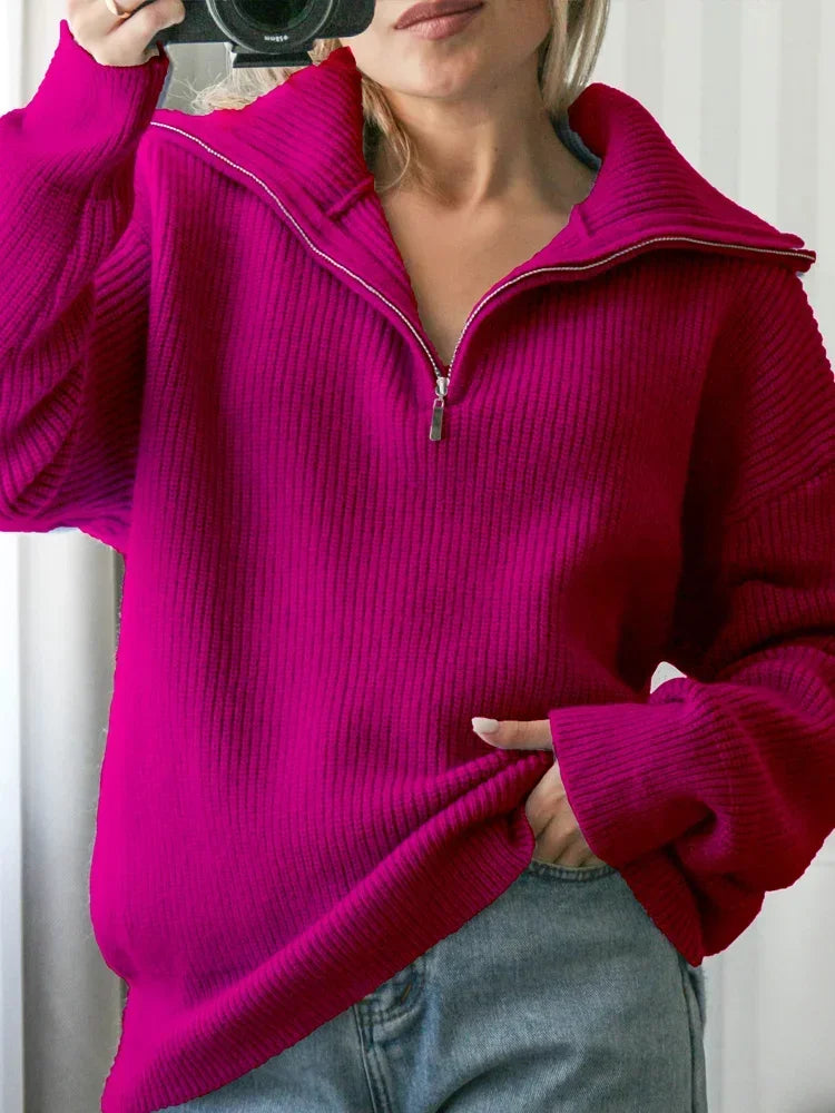  Turtleneck Zipper Sweater